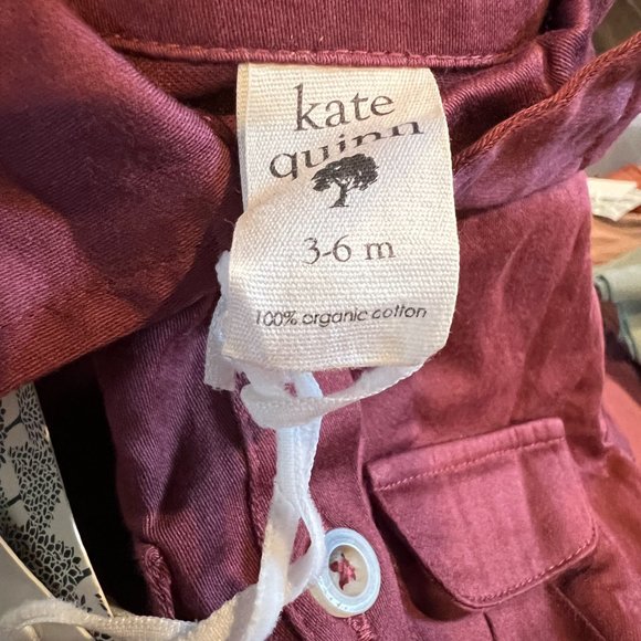 NWT Kate Quinn Organic Cotton Button Up Shirt Maroon Wine Size 3-6m - Picture 2 of 2